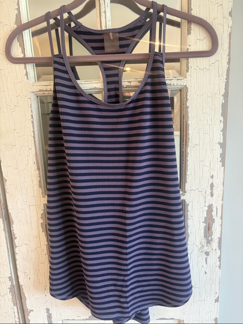 CALIA by Carrie Underwood Striped Racerback Tank - Lavender & Dark Purple